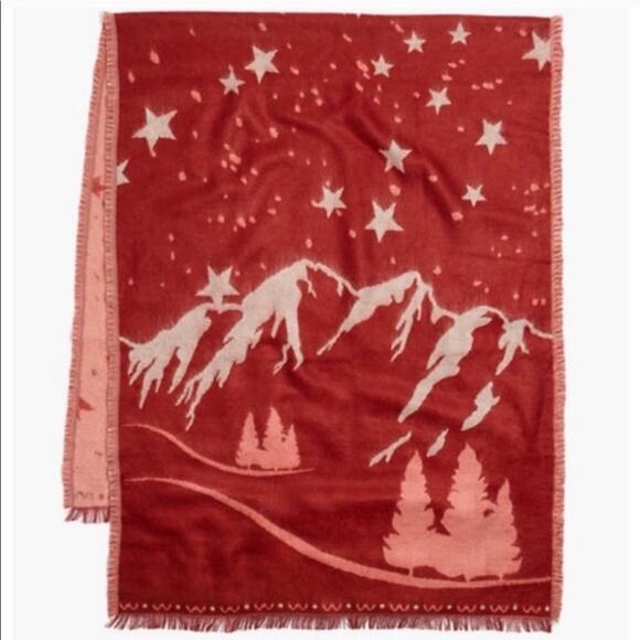 Madewell Accessories - Madewell Starscape Red Fringe Scarf